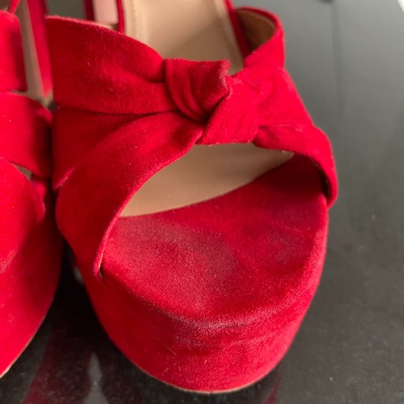 AQUAZZURA Red Suede Baba Plateau 125 Platform Sandals | Size 41 | - Picture 11 of 11